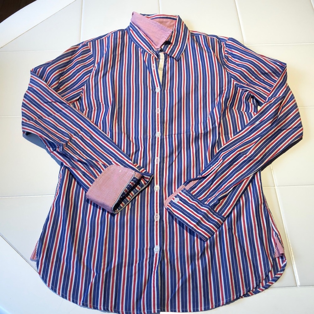Tommy Hilfiger Red, White, and Blue Striped Oxford